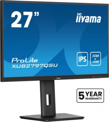 Monitor bezramkowy IIYAMA 27″ XUB2797QSU-B2 IPS 1s DisplayPort HDMI 100Hz QHD 2K